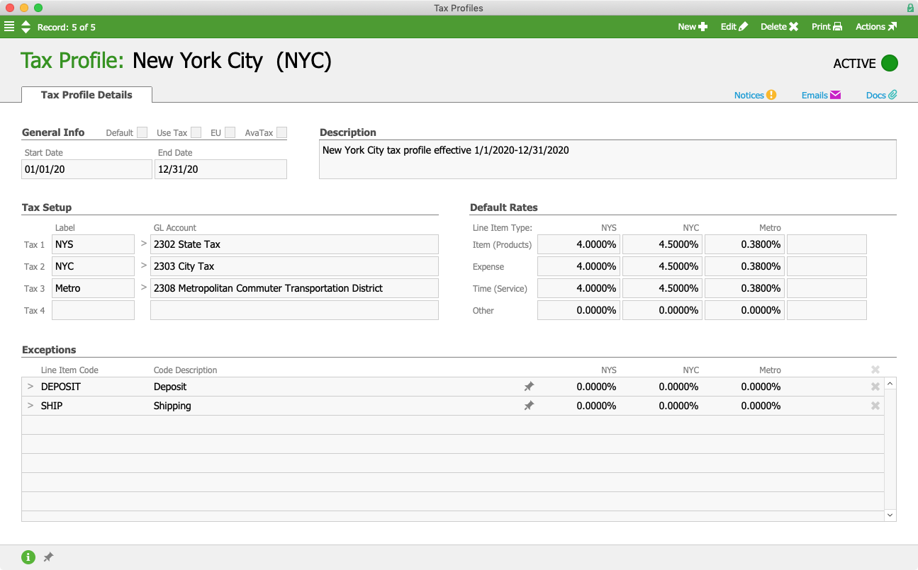 NYC Tax Profile