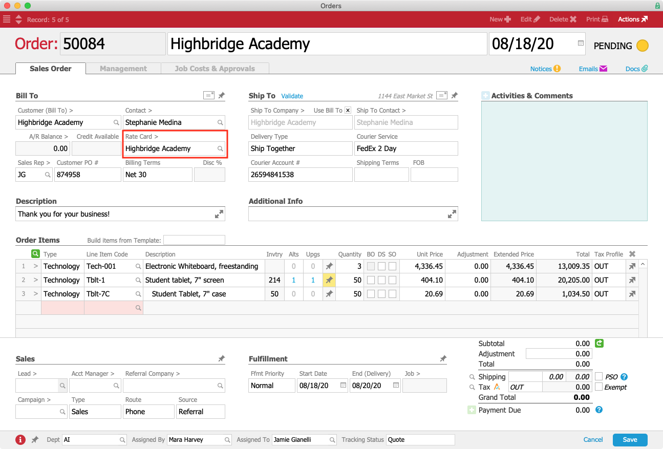 Highbridge Order Annotated