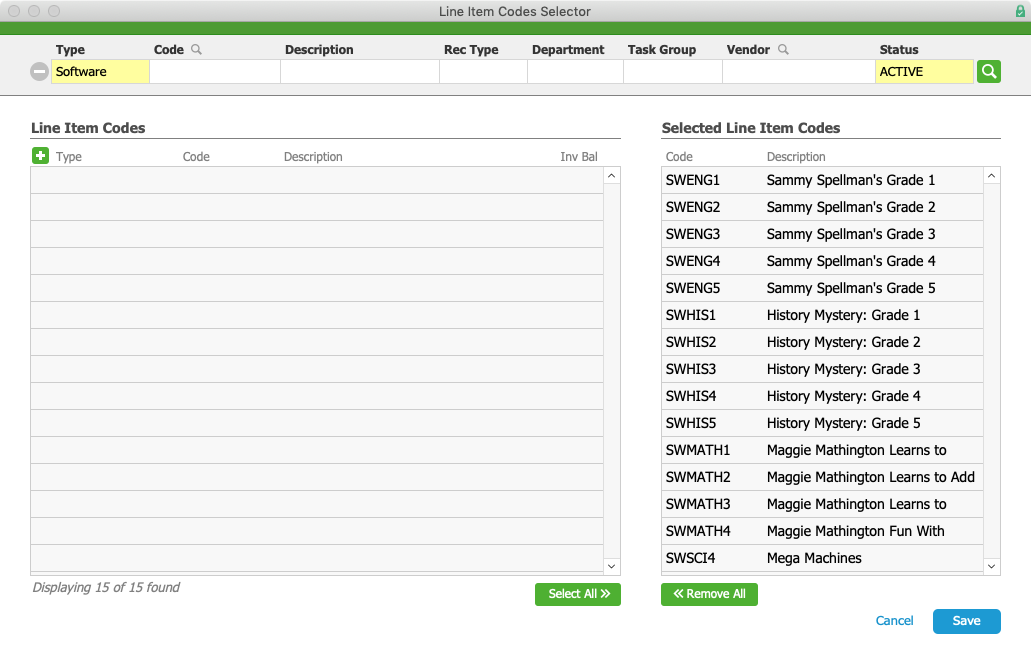 Rate Card Selector