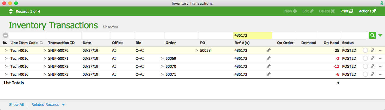 Inventory Transactions